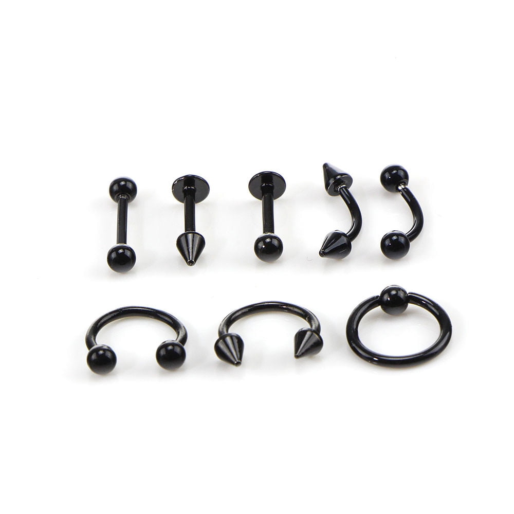 Circular Barbell Horseshoe Curve Spike Stainless Steel Body Piercing Jewelry BK