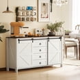 thumbnail image 1 of HOMCOM Buffet-Vaisselier de Style Ferme avec Portes Blanc Crème, 1 of 10