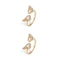 thumbnail image 2 of Transemion Women Ring Crystal Adjustable Open 18K Gold Plated Rings Wedding Girls Jewelry Sparkling Rhinestone Personalized Gift Type 1 2Set, 2 of 6