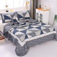 thumbnail image 4 of Patchwork Quilt Full Queen Size Quilted Bedspread Comforter Set 3-Piece Grey Lightweight Coverlet Set Floral Reversible Stitched Bedding Set Bed Cover Blanket with 2 Pillow Shams for All Season, 4 of 15