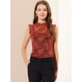 thumbnail image 3 of INSPIRE CHIC Women's Sleeveless Lace Ruffled Semi Sheer Blouse Top, 3 of 6