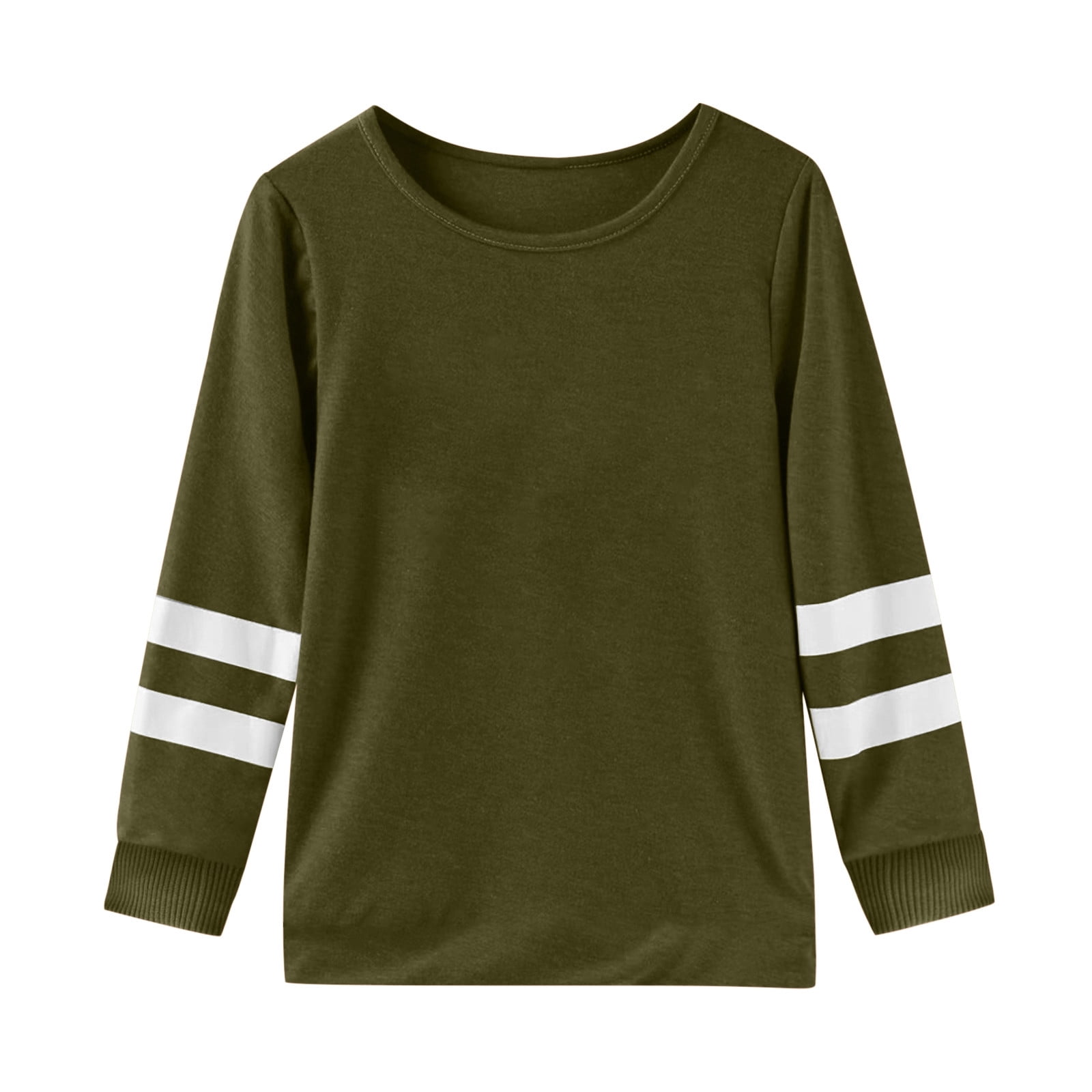 WEIYLL T-Shirt Fille Manches Longues Poignets Col Rond Patchwork Chaud Doux T-Shirt Enfant Hauts pour 7-8 Ans
