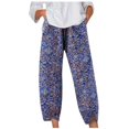 thumbnail image 1 of Pantalon Pleine Longueur Pantalon Élégant pour Femmes Pantalon pour Dames Mode Décontractée Lin Imprimé Rayé Pantalon Court Pantalon à Empiècements Jambe Droite Pantalon Crayon Pantalon de Yoga pour Femme, 1 of 6