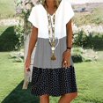 thumbnail image 1 of CHUANK Robes en Lin pour Femmes Été Grande Taille Manches Courtes Col en V Longueur Genou Robe Ample Décontractée Confortable Robe de Plage Soldes de Liquidation 2024, 1 of 8