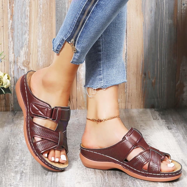 LSLJS Sandales Femmes Été Dames Décontractées à Talon Compensé Pantoufles Sandales Romaines Chaussures pour Femmes