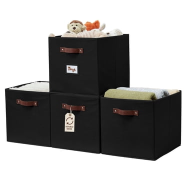 DECOMOMO Fabric Storage Bins 13" x 15" x 13", Set of 4, Black