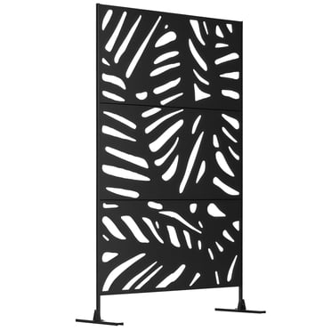 Outsunny Écran d'Intimité Extérieur en Métal avec Support pour Jardin et Cour Arrière Noir