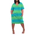 thumbnail image 2 of Robes Africaines pour Femmes Robe d'Été pour Femmes Grande Taille Col en V Manches Courtes Longueur Genou avec Poche Robe Décontractée, 2 of 4