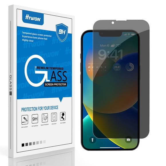 Htwon for iPhone 14 Glass Screen Protector,Anti Scratch Premium Anti-Spy Privacy 9H Glass Screen Protector,Case Friendly Tempered Glass Film Cover