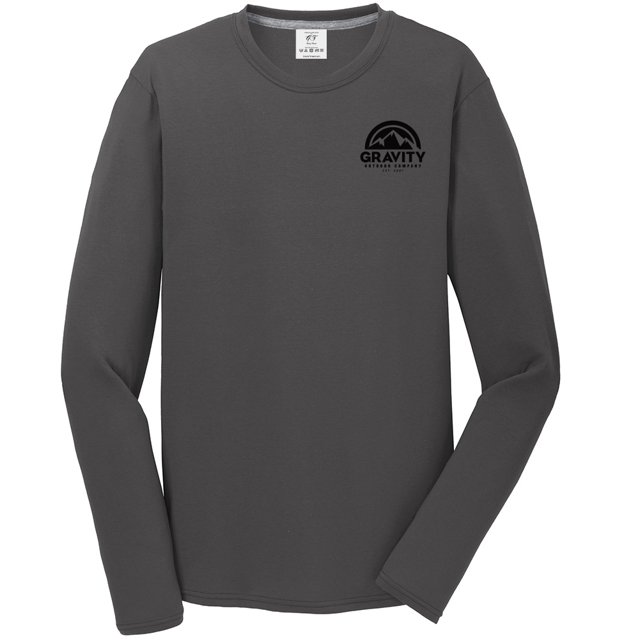 Gravity Outdoor Co. Chemise à Manches Longues Performance - Charbon - Logo Noir - G