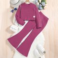 thumbnail image 3 of 2025 s 2 Piece Outfits 6 Month Outfit Long Sleeve Crop Tops New Bundle Sweatshirt Ribbed Shirts and Outfits Size 6X Flared Pants Jogger Pants Character Set S, 3 of 3