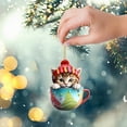 thumbnail image 4 of Tasse Mignonne Chat avec Foulard Décorative Suspendue en Acrylique pour Noël Intérieur, 4 of 7