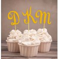 thumbnail image 1 of Darling Souvenir Custom Initials Wedding Cupcake Toppers Personalized Party Dessert Decorations - Pack Of 20, 1 of 3