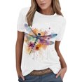 thumbnail image 1 of LUOGENLI T-shirts pour Femme pour Femmes Femmes Été Décontracté Mode Col Rond Manches Courtes T-Shirt à Imprimé Floral Haut T-shirts pour Femmes T-shirts Graphiques T-Shirt de la Saint-Patrick T-shirts Femmes Blanc Pâques Bleu P, 1 of 4