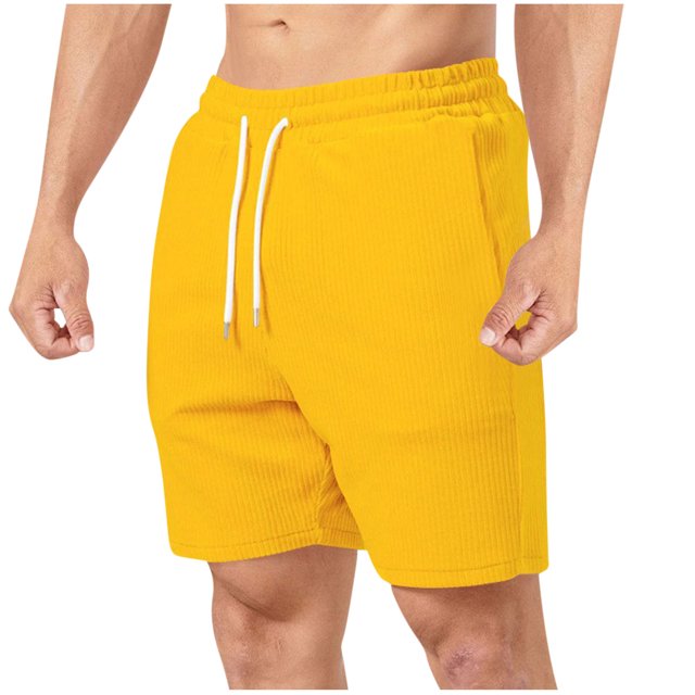 CHGBMOK Men's Shorts Summer Solid Color Casual Drawstring Pocket Fashionable Straight Through Shorts Sizes S-3XL
