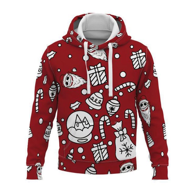 Tenmix Sweat à Capuche Homme Impression 3D Coupe Régulière Noël avec Cordon de Serrage Style J 3TG