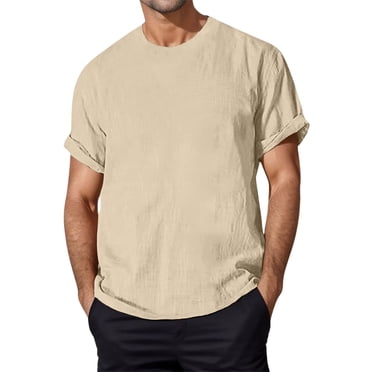 Cathalem T-Shirt pour Homme à Manches Courtes, Col Ras du Cou Uni, Kaki TG