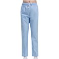 thumbnail image 3 of Yuyuzo Women Casual Pants Elastic Drawstring High Waisted Solid Color Slacks Straight Leg Bootcut Trousers, 3 of 4