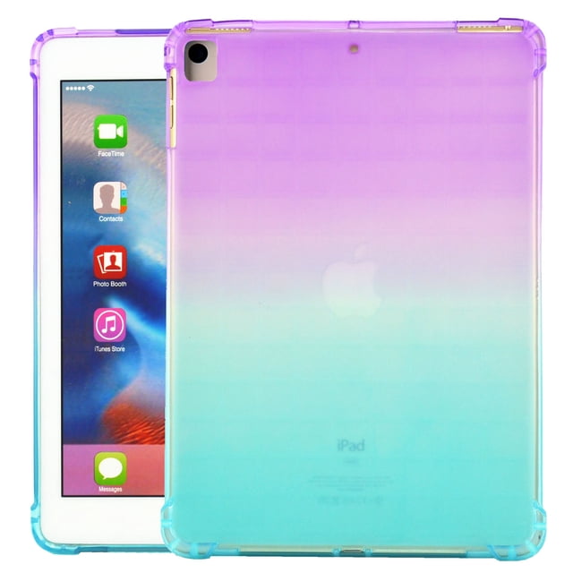 iPad 10.2 Case, iPad 8th 7th Gen Case, Osnuoph Soft TPU Silicone Gradient Shockproof Anti-scratch Protection Drop Proof Back Cover Shell for Apple iPad 8th 7th Generation 2019, Purple/Mint