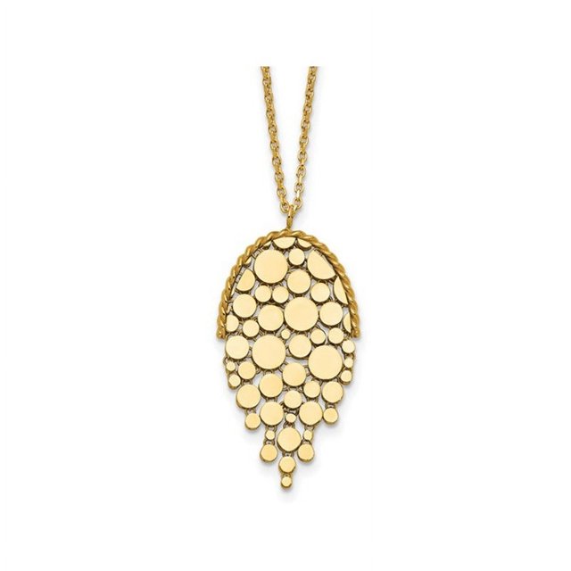 Collier Pendentif Poli en Or Jaune 14K avec Chaîne