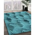 thumbnail image 3 of Ahgly Company Tapis d'Intérieur Ronds de Style Transitionnel Lavables à la Machine, Vert Sarcelle, 3 Pieds Rond, 3 of 7