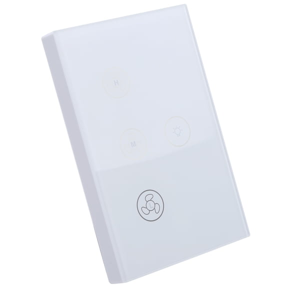Touch Fan Switch, Smart WiFi Fan Lamp Touch Switch, Tempered Glass Panel Wall Touch Switch Voice Control Compatible for Home