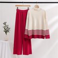 thumbnail image 2 of Yuyuzo Womens Ribble Knit 2 Piece Sets Long Sleeve Turtleneck Pullover Sweaters with Straight Leg Pants Suits, 2 of 7