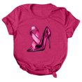thumbnail image 4 of JIRNDf T-Shirt pour Femmes, Mode Estivale Tendance, Manches Courtes, Col Rond, Impression Cancer du Sein, T-Shirts Graphiques Amples et Mignons pour Femmes, Rose Vif m, 4 of 4