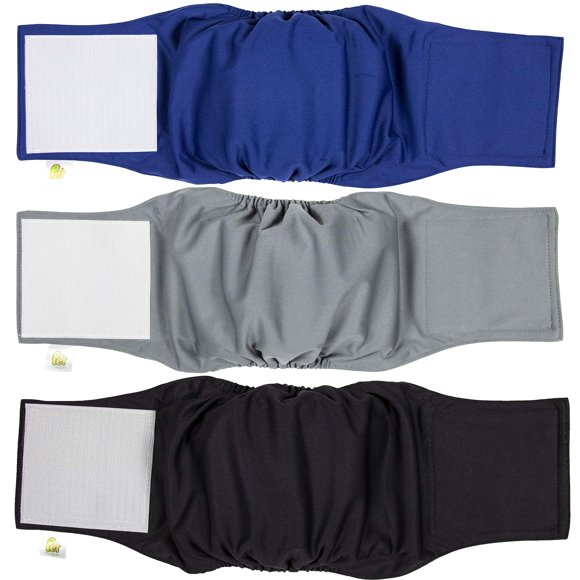 PET MAGASIN Male Dog Belly Bands Washable - Reusable Dog Diapers Male for Small Medium Large Dogs - Adjustable Wraps for Incontinence & Training - Pack of 3 (Original Small (13""-15"" Waist))
