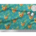 thumbnail image 2 of Soimoi Green Poly Georgette Fabric Triangle & Pine Fruits Printed Fabric 1 Yard 42 Inch Wide, 2 of 5