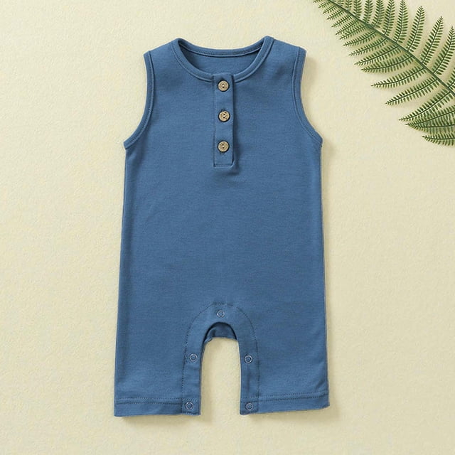 EGNMCR Girls' Jumpsuits & Rompers Toddler Baby Girls Boys Sleeveless Solid Color T-Shirt Jumpsuit Romper Kid Rompers