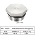 thumbnail image 3 of Unique Bargains 1/2 NPT Mâle Fiche Filetage en Acier Inoxydable Hexagonal Raccord de Douille de Tête avec Joint d'Étanchéité en Caoutchouc, 3 of 5