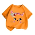thumbnail image 3 of GDREDA Vêtements Fille Enfant Filles Mignon Mode Imprimé Col Rond Manches Courtes Tee Été Décontracté Ample Doux T-Shirt Hauts T-Shirt à Manches Courtes pour Fille Orange, 2-4 Ans, 3 of 5