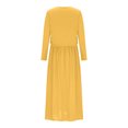 thumbnail image 3 of Gspmoly Robes pour Femmes Grande Taille, Robe Décontractée pour Femmes à Taille Élastique à Manches Longues avec Fermeture Éclair, Robe à Col en V, Robe de Cocktail, Aubaines, 3 of 4