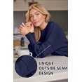 thumbnail image 4 of ORUYROP Women's Crewneck Batwing Long Sleeve Sweater 2023 Fall Oversized Ribbed Knit Side Slit Pullover Top, 4 of 7