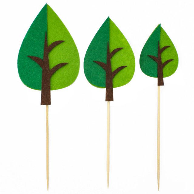 Coxeer Cake Topper Set Felt Plant Cute Cake Pick Cupcake Decoration Stick for Birthday