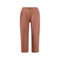 thumbnail image 4 of Timegard Cropped Pants for Women Capris Summer Casual Button Ruffle Elastic Waist Solid Color Lounge Pants, 4 of 4