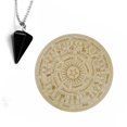 thumbnail image 1 of Planche Pendule Ronde en Bois Sculpté avec Pendentif Noir Collier Décoration Maison, 1 of 9