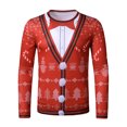 thumbnail image 1 of Innerwin T-Shirt de Noël Manches Longues Hauts de Noël pour Hommes Col Rond Mode Basique Tee Nœud L, 1 of 2