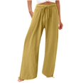 thumbnail image 1 of Yuyuzo Womens Pants Solid Color Elastic Waist Drawstring Casual Wide Leg Pants Ladies Loose Lounge Pants For Workout, 1 of 7