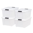 thumbnail image 1 of IRIS 42 L Plastic Storage Box with Buckles, Pearl, 4 Pack, 1 of 9