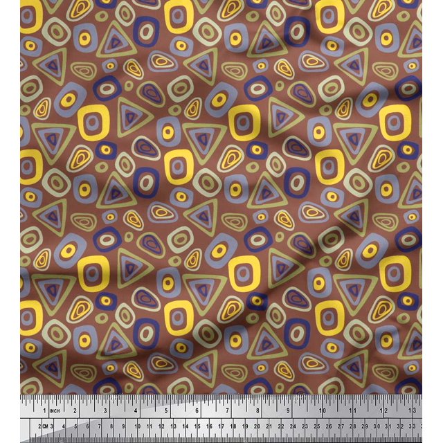 Soimoi Cotton Cambric Fabric Geometric Small Print Sewing Fabric Yard 42 Inch Wide