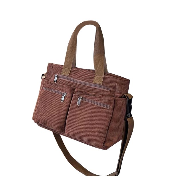 Maytalsory Large Capacity Handbag For Women Daily Good Gift Items Corduroy Handbag Coffee color