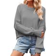 thumbnail image 1 of TJAZFJPA Chandail Bleu Marine Chandail pour Femmes à Col Rond Chandail Uni Ample Chandail à Enfiler Chandail Beige Chandails pour Femmes Grande Taille Chandail à Col Rond, 1 of 5