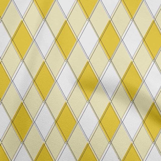 oneOone Polyester Spandex Yellow Fabric Argyle Craft Projects Decor Fabric Printed By The Yard 56 Inch Wide