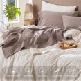 thumbnail image 4 of Bedding Sheet Set Washed Cotton Linen Like Textu Breathable Durable Soft Comfy (Dark Orange Queen), 4 of 6