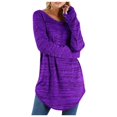 thumbnail image 1 of CHUANK Chemise Longue Cache-Ventre Fluide à Col Rond Unie à Manches Longues Hauts Grande Taille pour Femmes Chic Tunique Confortable à Porter avec des Leggings Bleu TTG, 1 of 7