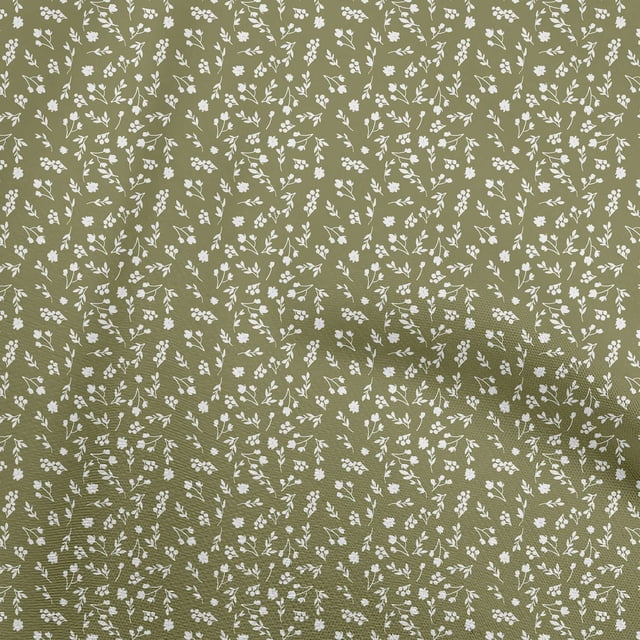 oneOone Polyester Spandex Olive Green Fabric Florals Fabric For Sewing Printed Craft Fabric By The Yard 56 Inch Wide