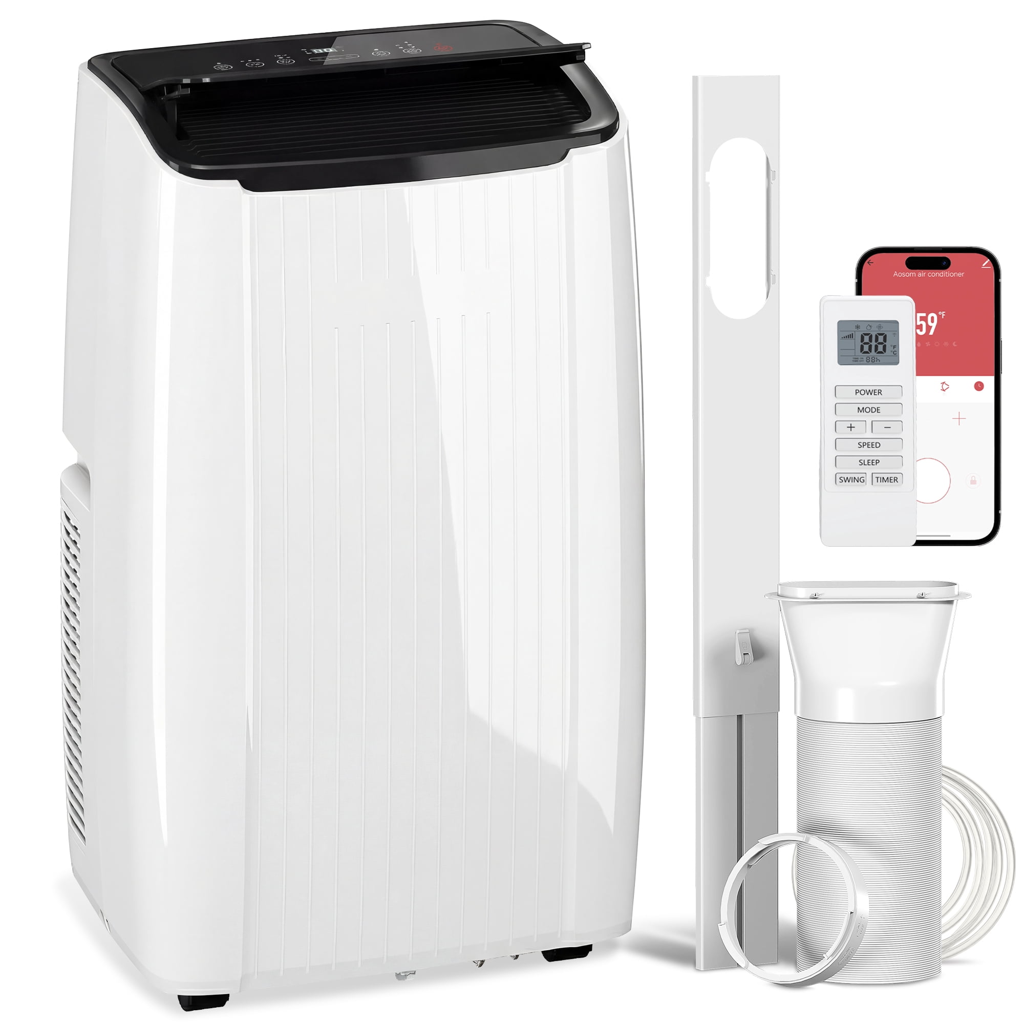 HOMCOM 12000 BTU AC Unit, Portable Air Conditioner with WiFi Control, White