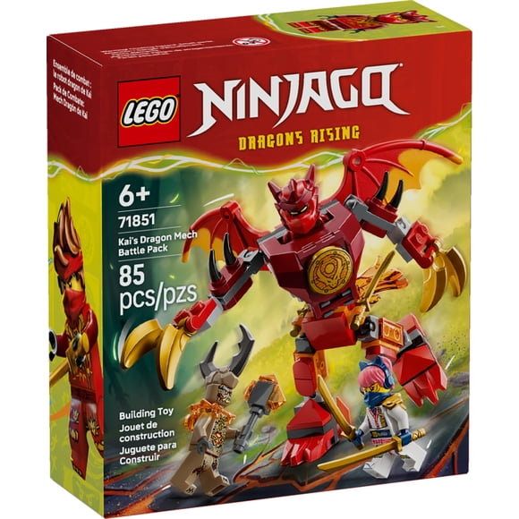 LEGO NINJAGO Kai’s Dragon Mech Battle Pack Building Toy for Boys, Girls, & Kids, Ages 6+ - Poseable Dragon Figure & 3 Character Minifigures for Pretend Play - Gift Idea for Birthdays - 71851